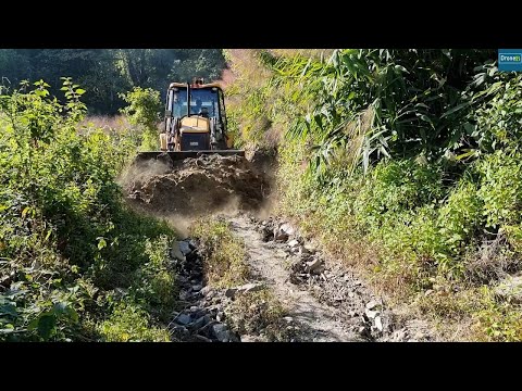 CRAZY Transformation! Abandoned Damaged Road to Drivable Road-Driving JCB Backhoe on it