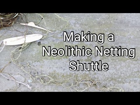 Making a Neolithic Netting Shuttle from Antler, and using it with Nettle Cordage.