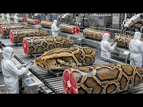 Inside a Python Farming Factory – (Full Process) How Luxury Meat and Skin Are Made