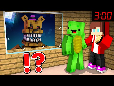 JJ and Mikey Escape From Five Nights Freddy's Fnaf At Night in Minecraft Challenge Maizen
