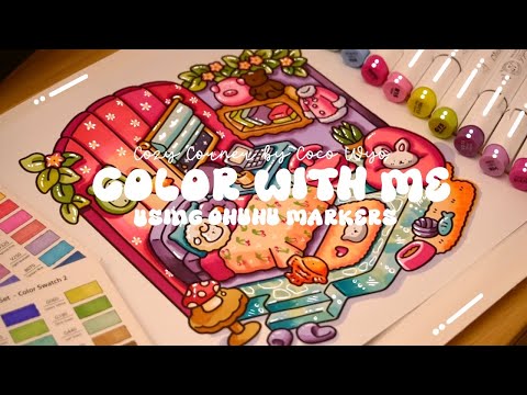Color with me (ASMR) 💕🌊 'Cozy Corner' by Coco Wyo using Ohuhu markers 🌱✏️ #adultcoloring #asmr