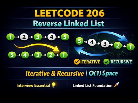 LeetCode 206 | Reverse Linked List 🔥 Iterative & Recursive | O(1) Space