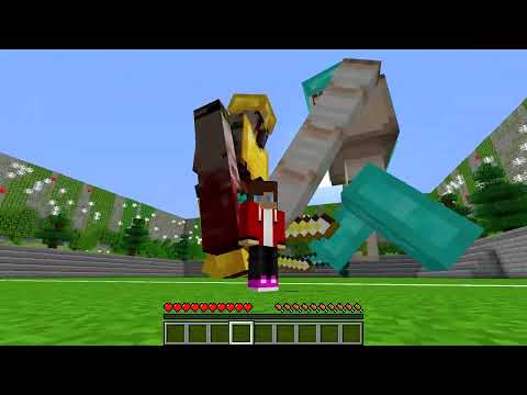 JJ and Mikey: GIANT GOLEM BATTLE in Minecraft - Maizen