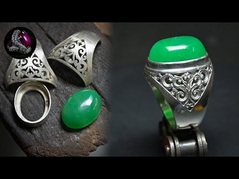แหวผู้ชาย หัวหยก ฉลุลาย How to make silver ring  rings for men