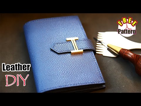 [Leather craft] Making HERMES mini Bearn wallet | Free pattern | Leathercraft | Leather work (2021)