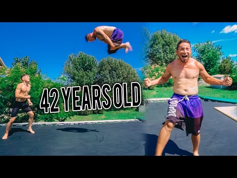 42 YEAR OLD LANDS HIS FIRST DOUBLE FRONT FLIP!