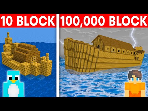 10 Block vs 100,000 Block: NOAHS ARK House Build Challenge in Minecraft