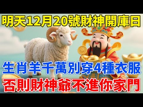 不是迷信！生肖羊，明天12月20號，農歷十一月初一是「財神開庫日」，這4種衣服千萬別穿，否則財神爺過家門都不進去！一輩子難翻身！【生肖佑福】#生肖 #命理 #運勢 #屬相 #風水