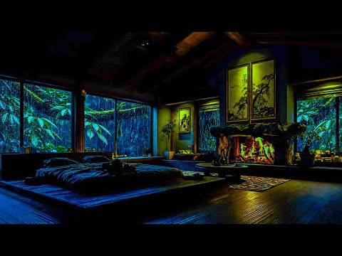 Natural Forest Rain Sounds for Sleep | Stress Relief with Soft Rainfall & Crackling Fireplace #asmr