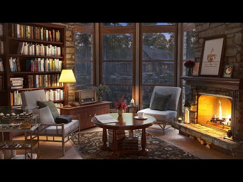 Coffee Shop Cozy Corner with Smooth Jazz Music and Rain Sounds for Study, Focus, Relax