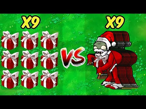 PVZ 1 Hybrid Challenge - 9 Red Plants Box VS 9 Santa Zombie - Who Will Win?