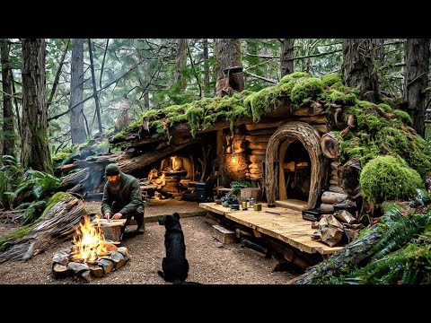 Building a Secret Underground Log Cabin | Warm Dugout Shelter for Bushcraft Survival