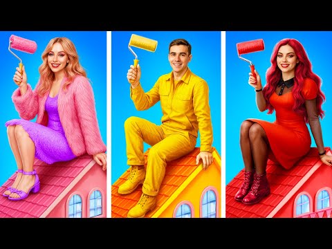 Day Girl vs. Night Girl! Let's build houses of the same color!