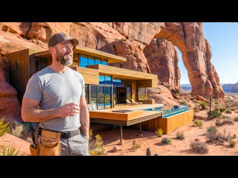 Construindo uma casa no deserto (ASMR) | Ele criou esta obra-prima sozinho.