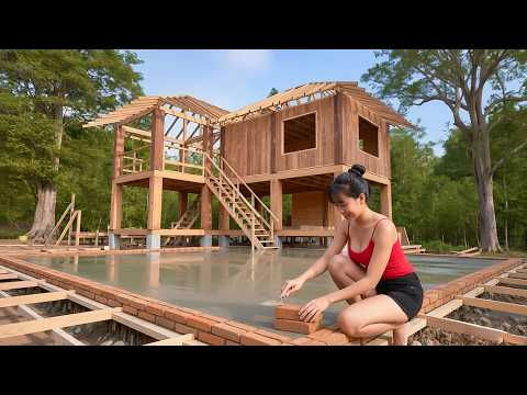 TALENTED WOMAN builds a DREAM wooden house with full amenities in 183 days