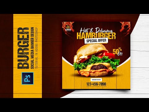 How to Design Burger Social Media Banner | Adobe Photoshop Tutorial | Speed Art | Grafix Mentor