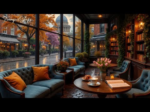 Relaxing Autumn Jazz For Studying and Working 🍂 Cozy Autumn Cafe Space & Gentle Rain Sounds #7