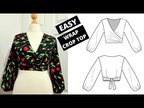 How to Draft a Crop Wrap Top Pattern | Front Tie Crop Top | Pattern Drafting | Sewing Pattern