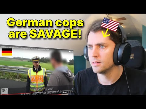American reacts to German Police teach these GROWN MEN a lesson