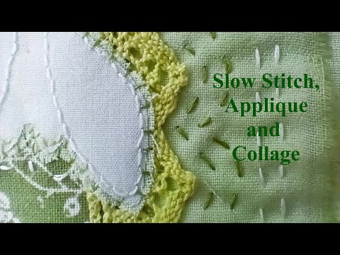 Creating A Page For My Snowdrop Themed Fabric Book Using Slow Stitch, Applique And Collage