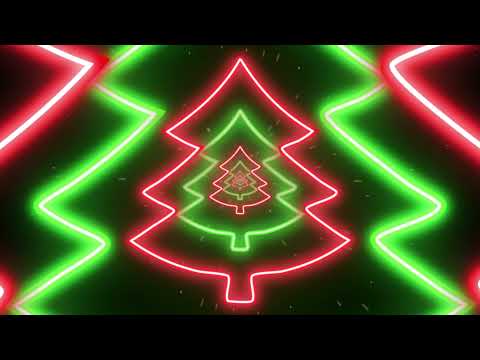Red and green Christmas tree VJ loop neon glow Xmas video background 4k 60fps