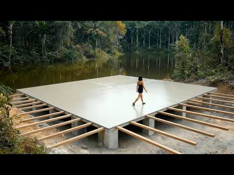 Talented Woman Builds Modern Lake House with Bridge From Scratch | @Free Footsteps