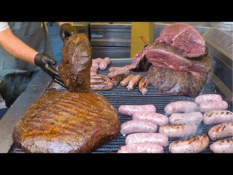 Italy Street Food Festivals. Heavy Blocks of Angus, Ribs on Huge Barrels, Raclette Cheese &more Food