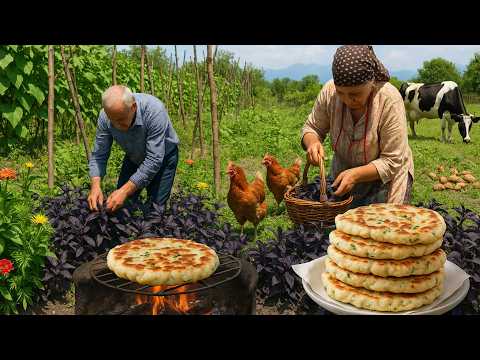 MAKİNG TRADİTİONAL Green & Cheese Flatbread in an Azerbaijani Mountain Village 🏔️🔥