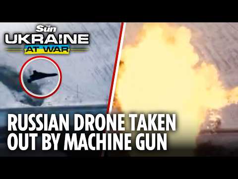 Russian drone bursts into FIREBALL after being wiped out by Ukrainian chopper