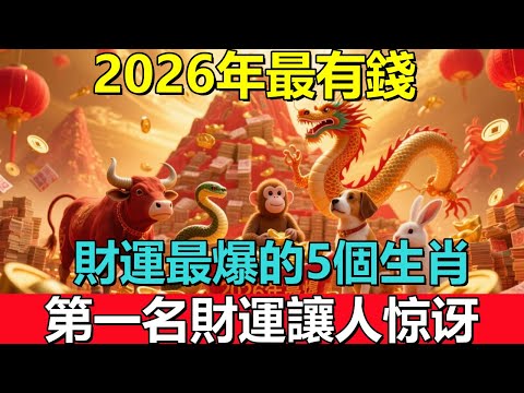 2026年最有錢,財運最爆的5個生肖,第一名財運讓人惊讶!