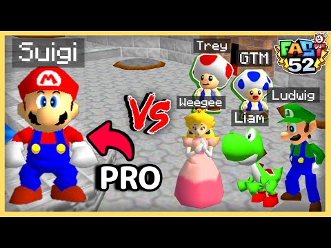 Suigi & Squeex vs Ludwig, GTM, Liam, Treybordo, Weegee (1v5) in Super Mario 64