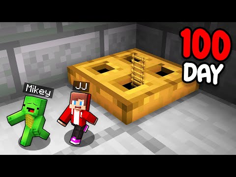 Mikey and JJ Survive 100 Days inside Trapdoor in Minecraft (Maizen)