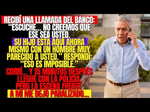 Recibí una llamada del banco: Escuche… su hijo está aquí con un hombre muy parecido a usted. Corrí…