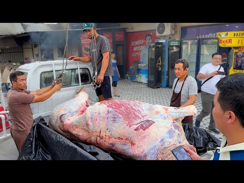 $11000! Giant BULL of 1050kg! POWERFUL Jizzakh SAMBUSA | Every day 2000 pieces