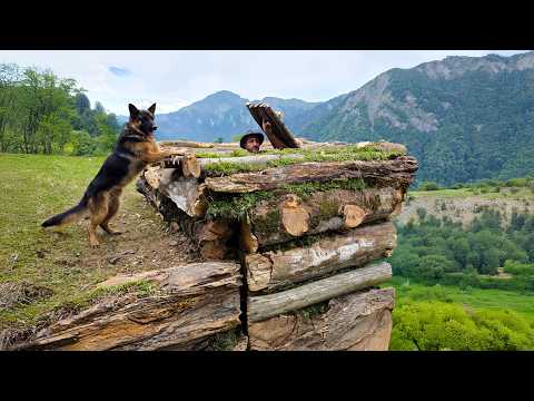 Secret Mountain Dugout Shelter – Tiny Bushcraft Survival Build 🏔️🛖