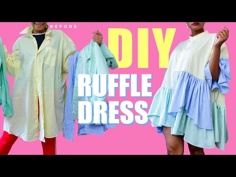 DIY Ruffle Color Blocked Dress | Men’s Shirt Transformation