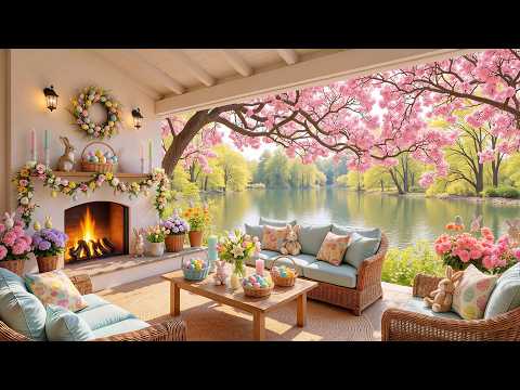 Happy Easter Music 🐰 Cozy Spring Ambience, Soothing Music & Fireplace, Easter Bunnies