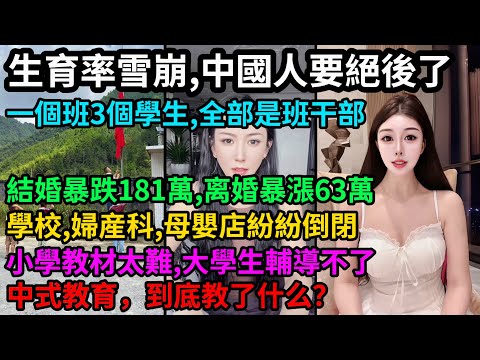 生育率雪崩，中國人要絕後了？一個班3個學生，全是班幹部，結婚暴跌181萬，離婚暴漲63萬，學校、婦產科、母嬰店紛紛倒閉，小學教材太難，大學生都輔導不了，中式教育，到底在培養什麼？#中國 #教育