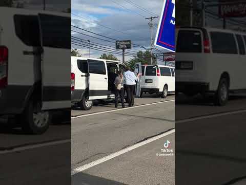 Harris brings supporters to PA in vans.