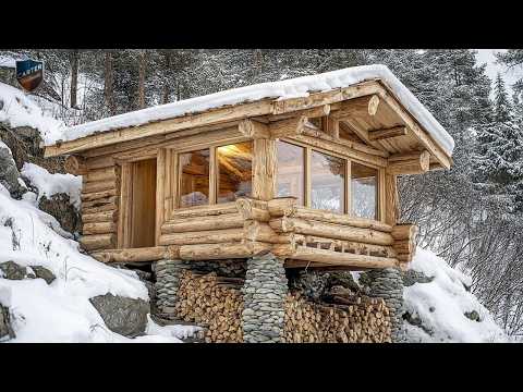Building A Wooden House On Snow: The Journey Of Skilled Men In Harsh Weather