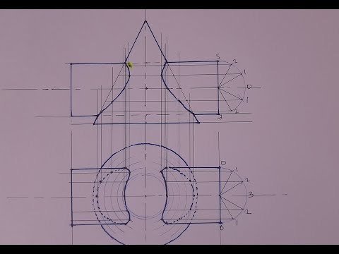 Curve of intersection between a cone and Cylinder Example 3| LINES AND CURVES OF INTERSECTION