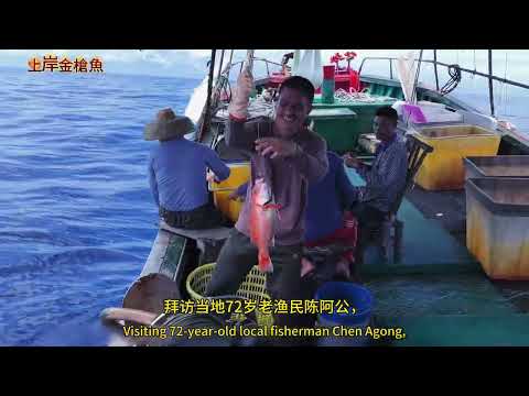 海钓船出海五天放鱼钩海钓渔货过程。The five-day fishing process of a longline sea fishing vessel going out to sea.