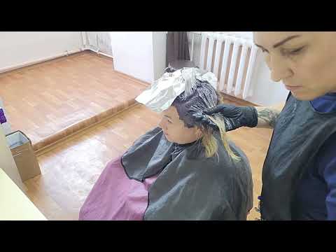 Растяжка цвета пошагово. Эстель принс.Салонный уход. Экранирование. Молодо зелено.