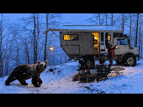 WE FOUND BEAR TRACES IN THE SNOW CAMP