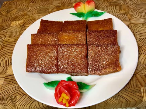 【椰汁🥥焦糖年糕】*Eng Sub* Rice / New Year Cake 配方獨特，個人珍藏，顏色天然亮麗，不含人工色素，軟糯適中，韌而帶爽，淡淡椰香，清香竹葉，配與焦糖香味，最重要的軟硬適中