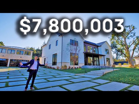 Inside a $7.8 MILLION Tarzana MANSION with a WATERSLIDE and Basketball Court!