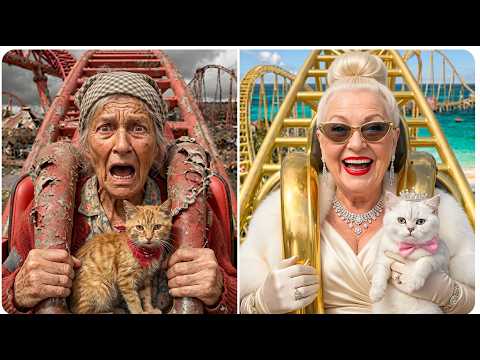 🎢 Rusty Cat Wants to Play Roller Coaster, Mrs.Ruth Build it for Him | Rich vs Poor Roller Coaster