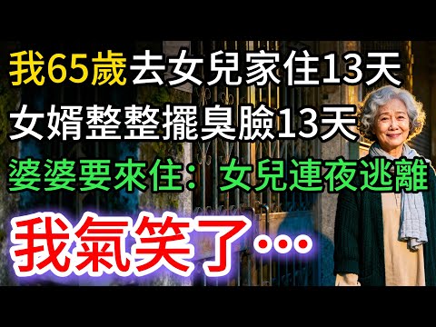 我65歲住女兒家，女婿擺臭臉13天，婆婆要來住，女兒竟連夜逃回我家：我氣笑了…