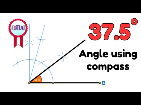 How to construct a 37.5-degree angle using a compass