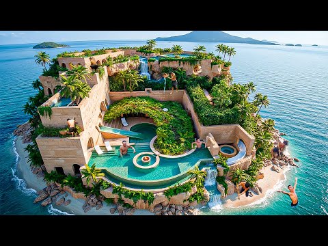 Building a Hidden $1M Luxury Underground Island Resort by Hand Using Primitive Tools